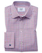 Charles Tyrwhitt Classic Fit Two Color Check Red And Blue Cotton Dress Shirt French Cuff Size 15.5/33 By Charles Tyrwhitt