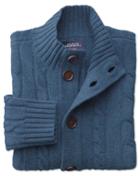 Charles Tyrwhitt Indigo Lambswool Cable Cardigan Size Large By Charles Tyrwhitt