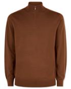  Brown Merino Zip Neck 100percent Merino Wool Sweater Size Large By Charles Tyrwhitt