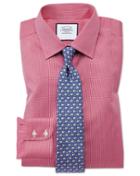 Charles Tyrwhitt Classic Fit Non-iron Puppytooth Bright Pink Cotton Dress Shirt French Cuff Size 15.5/33 By Charles Tyrwhitt