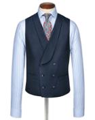 Charles Tyrwhitt Blue Adjustable Fit British Panama Luxury Suit Wool Vest Size W42 By Charles Tyrwhitt