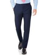 Charles Tyrwhitt Charles Tyrwhitt Indigo Blue Puppytooth Slim Fit Panama Business Suit Wool Pants Size W32 L38
