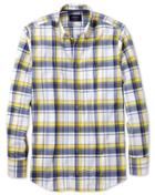 Charles Tyrwhitt Charles Tyrwhitt Classic Fit Poplin Navy And Yellow Check Cotton Dress Shirt Size Large