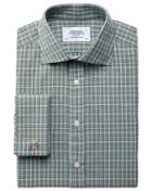 Charles Tyrwhitt Charles Tyrwhitt Extra Slim Fit Prince Of Wales Green Cotton Dress Shirt Size 14.5/32