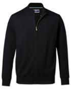  Black Merino Wool Zip Front Cardigan Size Large By Charles Tyrwhitt