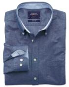 Charles Tyrwhitt Charles Tyrwhitt Classic Fit Blue Washed Oxford Cotton Dress Shirt Size Large