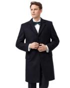  Navy Italian Wool And Cashmere Overwool/cashmere Coat Size 40 By Charles Tyrwhitt