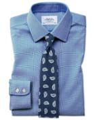  Classic Fit Non-iron Square Weave Blue Cotton Dress Shirt French Cuff Size 15.5/34 By Charles Tyrwhitt