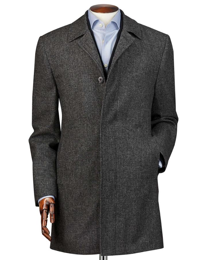  Grey Puppytooth Weatherproof Wool Car Wool Coat Size 38 By Charles Tyrwhitt