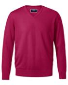 Dark Pink V-neck Merino Wool Sweater Size Large By Charles Tyrwhitt