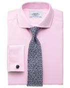  Classic Fit Spread Collar Non-iron Twill Pink Cotton Dress Shirt Single Cuff Size 16/38 By Charles Tyrwhitt