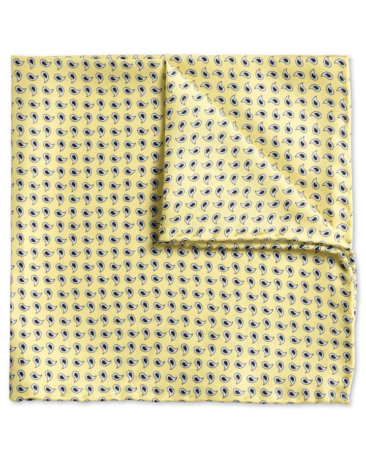 Charles Tyrwhitt Gold Paisley Classic Silk Pocket Square By Charles Tyrwhitt