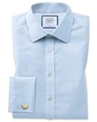  Slim Fit Non-iron Poplin Sky Blue Cotton Dress Shirt French Cuff Size 14.5/33 By Charles Tyrwhitt