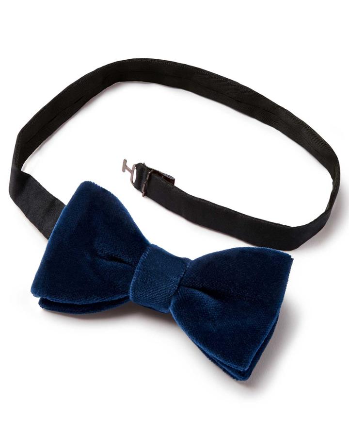  Navy Cotton Velvet Bow Tie By Charles Tyrwhitt