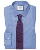  Super Slim Fit Non-iron Royal Panama Blue Cotton Dress Shirt Single Cuff Size 14/33 By Charles Tyrwhitt