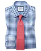 Charles Tyrwhitt Classic Fit Non-iron Gingham Mid Blue Cotton Dress Shirt Single Cuff Size 15.5/35 By Charles Tyrwhitt