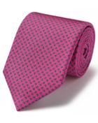  Bright Pink Mini Paisley Print Classic Silk Tie By Charles Tyrwhitt