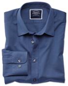  Classic Fit Royal Blue Soft Textured Cotton Casual Shirt Single Cuff Size Large By Charles Tyrwhitt