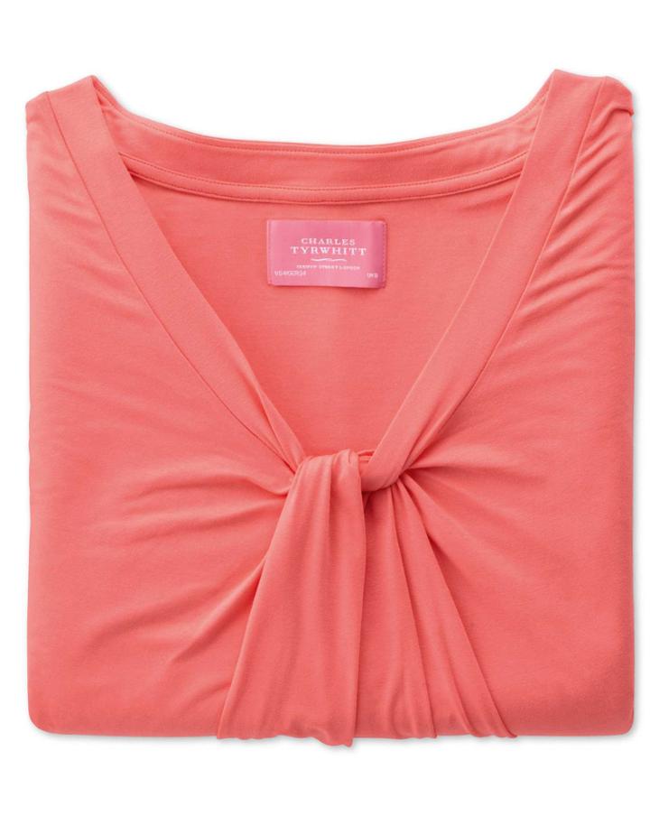 Charles Tyrwhitt Charles Tyrwhitt Women's Coral Knot Detail Jersey Top