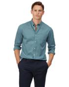  Extra Slim Fit Green Soft Washed Stretch Poplin Plain Cotton Casual Shirt Single Cuff Size Medium By Charles Tyrwhitt