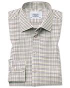  Slim Fit Country Check Purple And Green Cotton Dress Shirt Single Cuff Size 15/34 By Charles Tyrwhitt