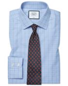  Slim Fit Non-iron Sky Blue Prince Of Wales Check Cotton Dress Shirt French Cuff Size 15/33 By Charles Tyrwhitt