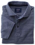 Charles Tyrwhitt Charles Tyrwhitt Classic Fit Blue And White Striped Knitted Cotton Polo Size Medium