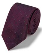  Burgundy And Navy Lurex Geometric Slim Silk Tie By Charles Tyrwhitt