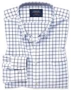 Charles Tyrwhitt Extra Slim Fit Button-down Non-iron Oxford Navy Windowpane Check Cotton Casual Shirt Single Cuff Size Xs By Charles Tyrwhitt