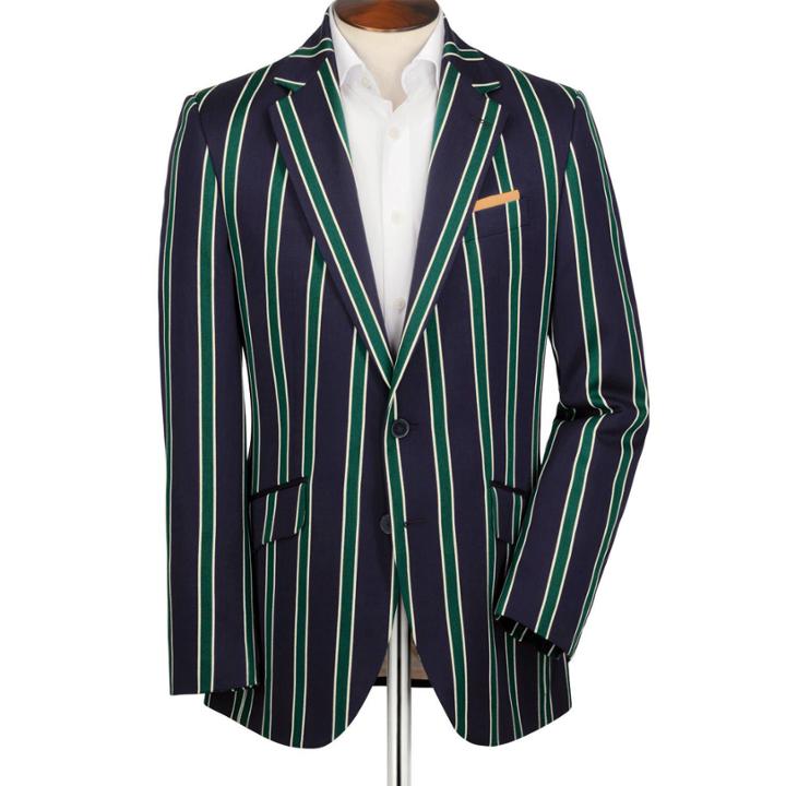 Charles Tyrwhitt Charles Tyrwhitt Navy And Green Classic Fit Striped Boating Cotton Blazer Size 46