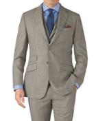 Charles Tyrwhitt Grey Prince Of Wales Check Slim Fit Panama Business Suit Wool Jacket Size 36 By Charles Tyrwhitt
