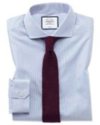  Super Slim Fit Non-iron Blue Stripe Tyrwhitt Cool Cotton Dress Shirt Single Cuff Size 14.5/32 By Charles Tyrwhitt