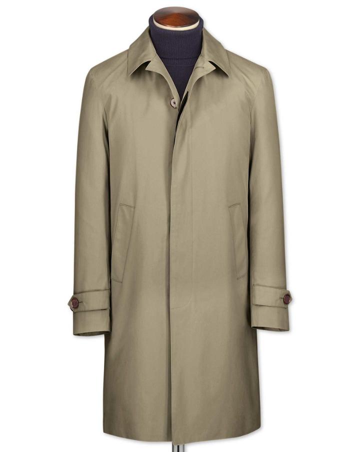 Charles Tyrwhitt Charles Tyrwhitt Classic Fit Stone Raincotton Coat Size 36