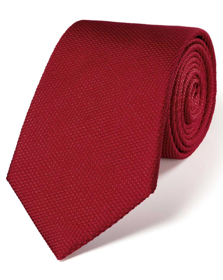  Dark Red Silk Plain Classic Tie By Charles Tyrwhitt