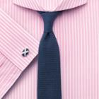 Charles Tyrwhitt Slim Fit Extreme Spread Collar End-on-end Stripe Pink Cotton Dress Casual Shirt Single Cuff Size 16.5/36 By Charles Tyrwhitt