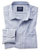 Charles Tyrwhitt Slim Fit Non-iron Oxford White And Navy Grid Check Cotton Casual Shirt Single Cuff Size Large By Charles Tyrwhitt