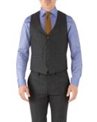 Charles Tyrwhitt Charcoal Stripe Adjustable Fit Flannel Business Suit Wool Vest Size W36 By Charles Tyrwhitt