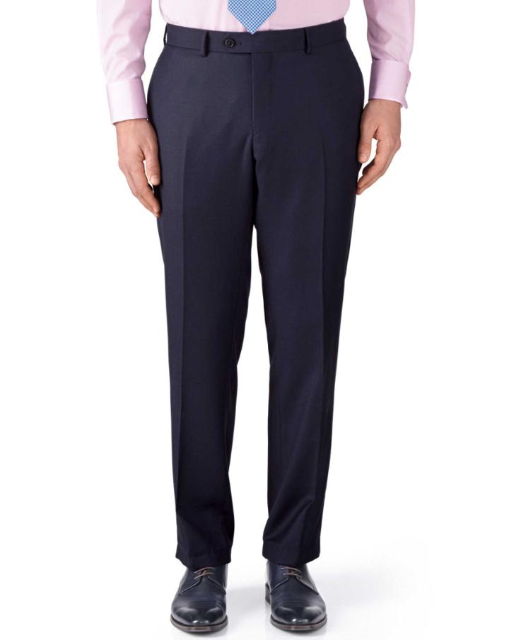  Ink Blue Classic Fit Birdseye Travel Suit Trousers Size W32 L30 By Charles Tyrwhitt