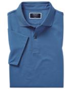  Cobalt Blue Tyrwhitt Cool Jacquard Cotton Polo Size Medium By Charles Tyrwhitt