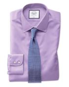  Extra Slim Fit Light Lilac Non-iron Twill Cotton Dress Shirt Single Cuff Size 15/33 By Charles Tyrwhitt