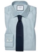  Extra Slim Fit Egyptian Cotton Chevron Teal Dress Shirt French Cuff Size 14.5/32 By Charles Tyrwhitt