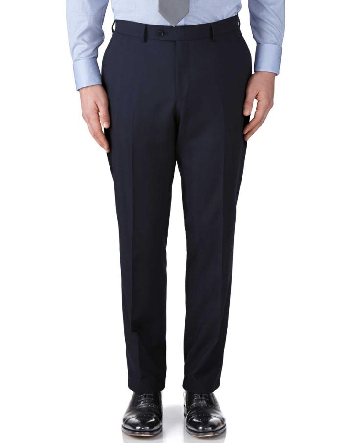 Charles Tyrwhitt Charles Tyrwhitt Navy Classic Fit Herringbone Business Suit Trousers