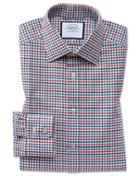  Classic Fit Red And Blue Country Check Cotton Dress Shirt Single Cuff Size 16/33 By Charles Tyrwhitt