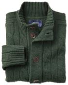 Charles Tyrwhitt Charles Tyrwhitt Olive Lambswool Cable Cardigan Size Large
