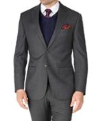  Grey Slim Fit Sharkskin Travel Suit Wool Jacket Size 38 By Charles Tyrwhitt
