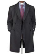  Charcoal Italian Wool And Cashmere Double Breasted Epsom Overwool/cashmere Coat Size 36 By Charles Tyrwhitt