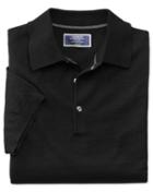  Black Merino Wool Polo Collar Short Sleeve Sweater Size Large By Charles Tyrwhitt