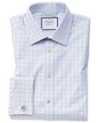 Slim Fit Blue Multi Check Egyptian Cotton Dress Shirt Single Cuff Size 14.5/32 By Charles Tyrwhitt