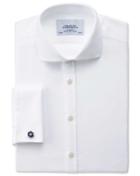 Charles Tyrwhitt Extra Slim Fit Spread Collar Non-iron Mini Herringbone White Cotton Dress Casual Shirt French Cuff Size 15/33 By Charles Tyrwhitt