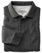 Charles Tyrwhitt Charles Tyrwhitt Classic Fit Charcoal Long Sleeve Pique Polo Shirt